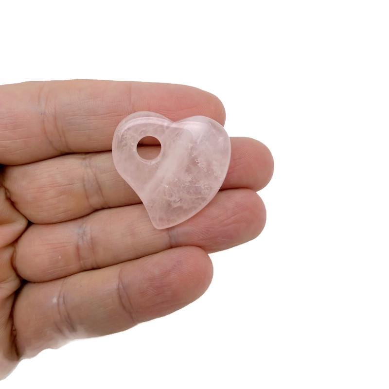 Corazón de cuarzo rosa - Corazón perforado - 30 mm - HT1010