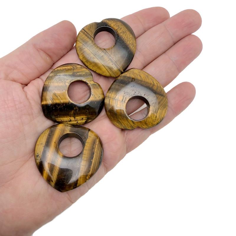 Collier pendentif cœur en cristal œil de tigre en forme de donut - Assortiment de pendentifs en pierres précieuses - HZ1008