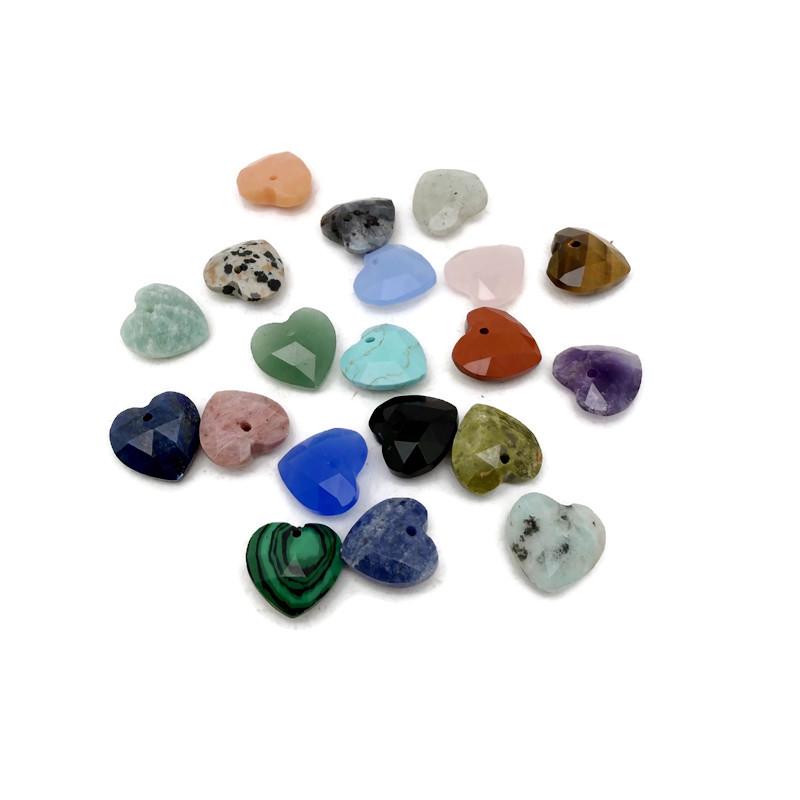 Drilled heart-shaped crystal pendant in various colors, 13mm, for DIY jewelry making, by GemstoneGO.