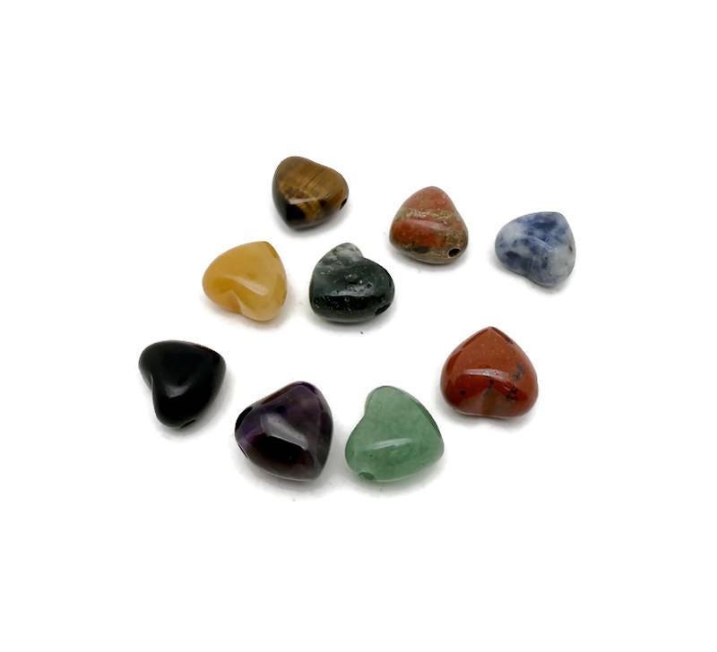 Mini heart-shaped crystal beads, 12mm, drilled for bracelet and necklace designs, colorful mix by GemstoneGO.