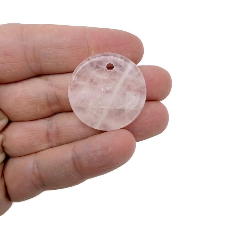 Round gemstone pendant featuring a drilled natural crystal disc charm by GemstoneGO, showcasing vibrant colors and polished finish.