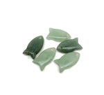 Aaventureine fish-shaped crystal pendant with a polished green gemstone, designed as a healing stone fish charm for jewelry.