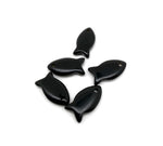 Obsidian fish-shaped crystal pendant with healing stone charm, crafted for jewelry, featuring a glossy black fish design.