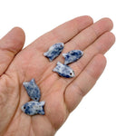Sodalite fish-shaped crystal pendant featuring a healing stone charm, carved into a fish design for jewelry decoration.