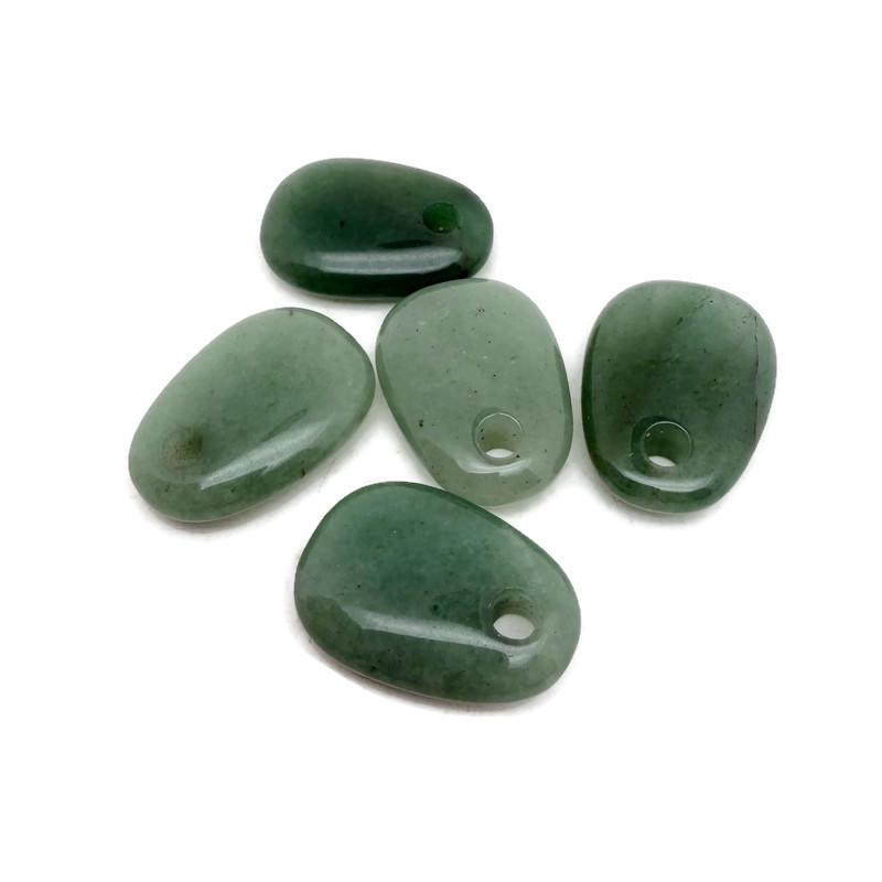 Aventurine oval crystal pendant from GemstoneGO, natural green stone jewelry making bead, polished and smooth for necklace designs.