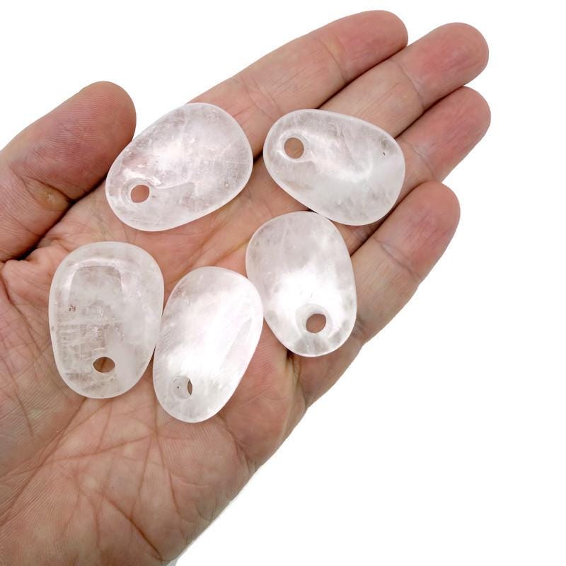 Clear Quartz Oval Crystal Pendant - Natural Stone Jewelry Making Bead - NC1899