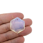 Opalite hexagon crystal pendant with faceted stone necklace bead from GemstoneGO, showcasing a shimmering, smooth gemstone pendant.