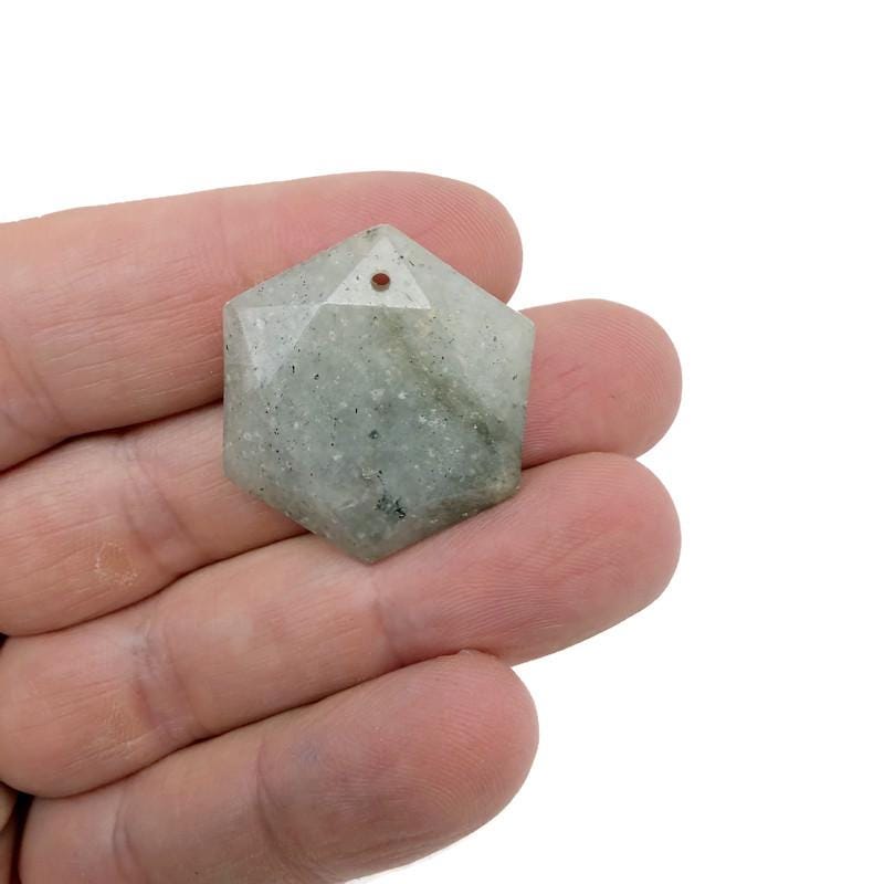 Labradorite Hexagon Crystal Pendant - Faceted Stone Necklace Bead - NC1942