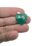 A aventurine faceted heart-shaped crystal pendant from GemstoneGO with natural gemstone charm and silver bail.