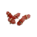 Cherry Quartz double terminated crystal pendant featuring a natural gemstone point, crafted by GemstoneGO.
