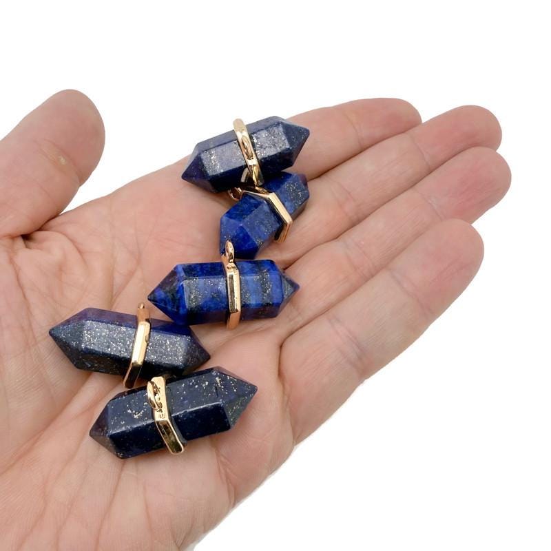 Pendentif en cristal de lapis-lazuli à double terminaison ?€? Pointe de pierre précieuse naturelle - NC1999