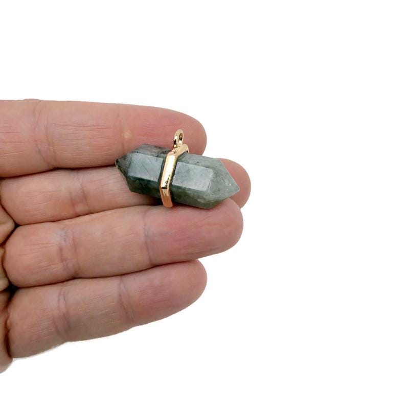 Labradorite Double Terminated Crystal Pendant - Natural Gemstone Point - NC2003